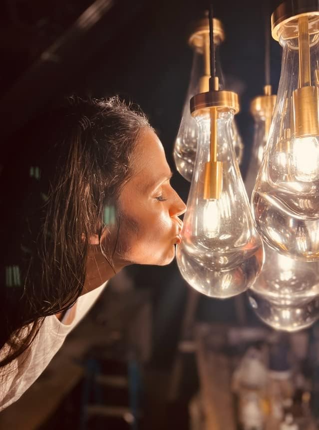 Raindrop Pendant Lights, Modern Black Pendant Lights for Kitchen Island, Dining Room Light Fixture Raindrop Chandelier, Chandelier for Living Room Hallway, Including The Bulb