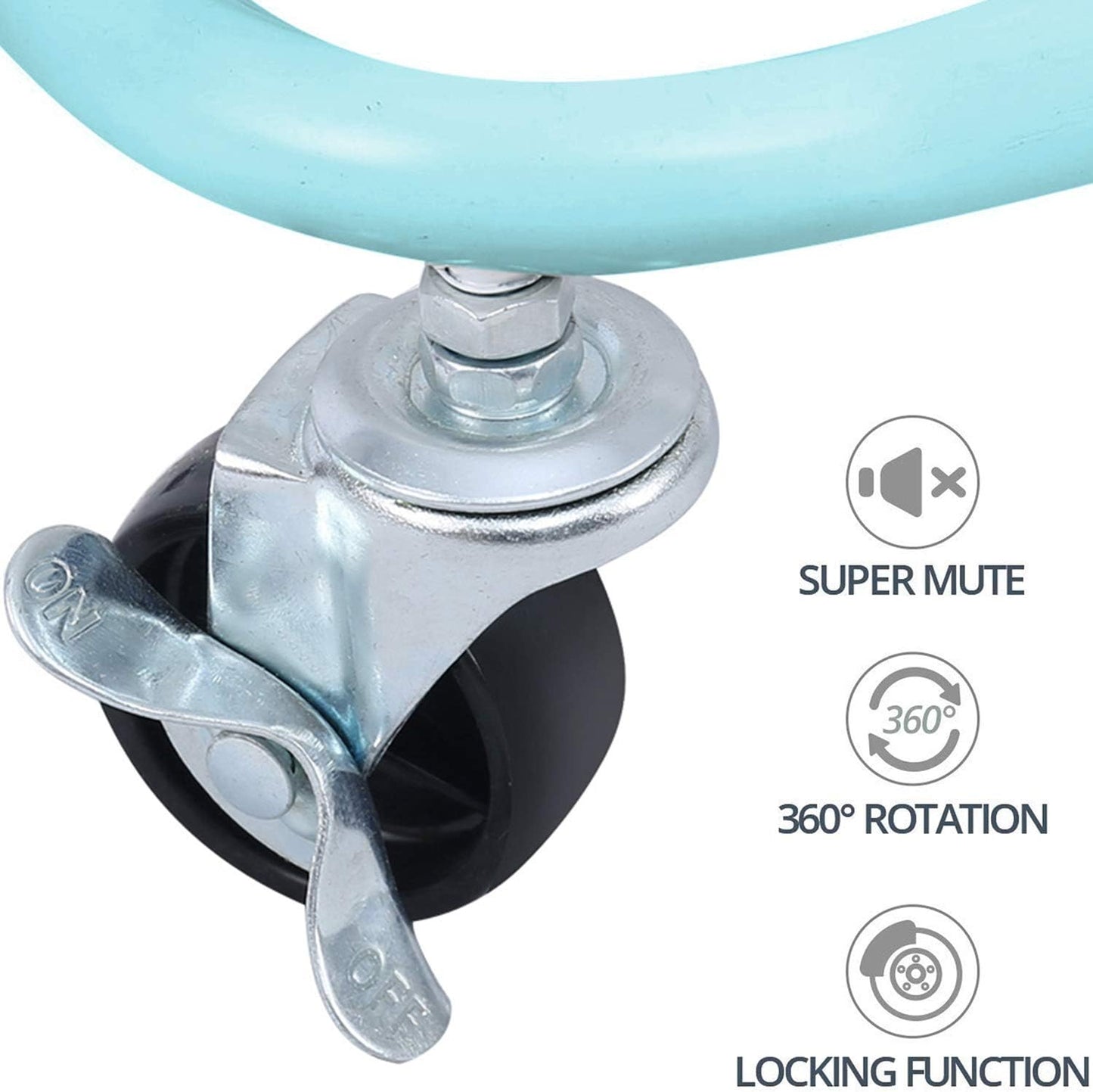 Melody House 4-Tier Metal Mesh Utility Rolling Cart Storage Organizer Shelf Rack with Lockable Wheels for Living Room Kitchen Office, Turquoise