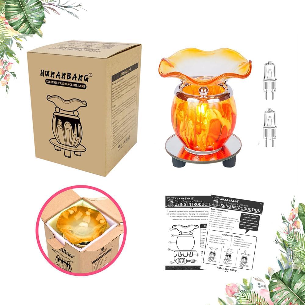 HUNANBANG Electric Oil Melt Warmer Electric Wax Melt Warmer Wax Melter Fragrance Oil Warmer Burner(LW Orange 2)
