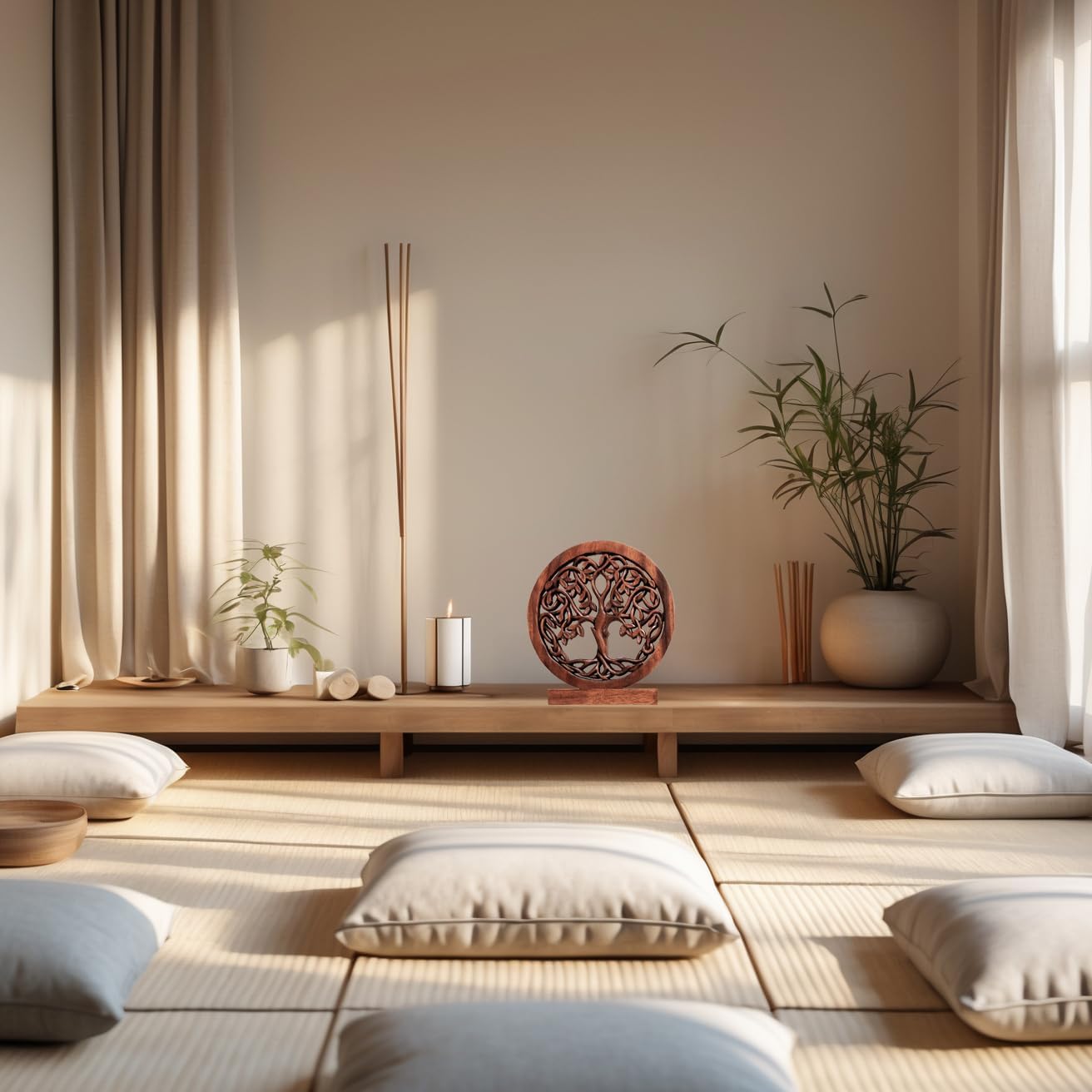 Decozen Solid Wood Tree of Life Sculpture - Home Decor, Living Room, Boho, Shelf, Coffee Table, Centerpiece Table Decorations, Mantle, Dining Table Centerpiece, Bathroom Shelf, Entryway, Farmhouse