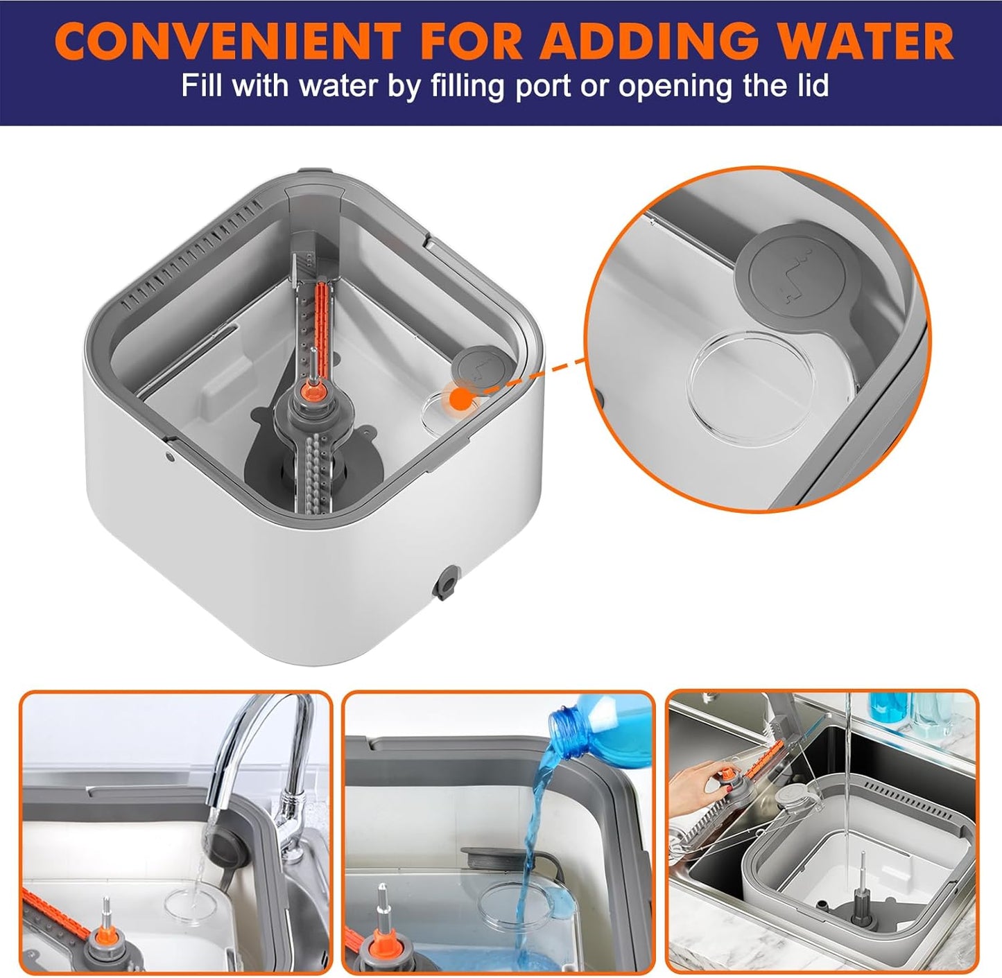 Upgraded Self-Standing Spin Mop and Bucket System, Detachable Inner Mop Bucket That Separates Dirty Water & 90° Foldable Head, Triple-Scrubbing System, for Hardwood Floors - White with 2 Pads