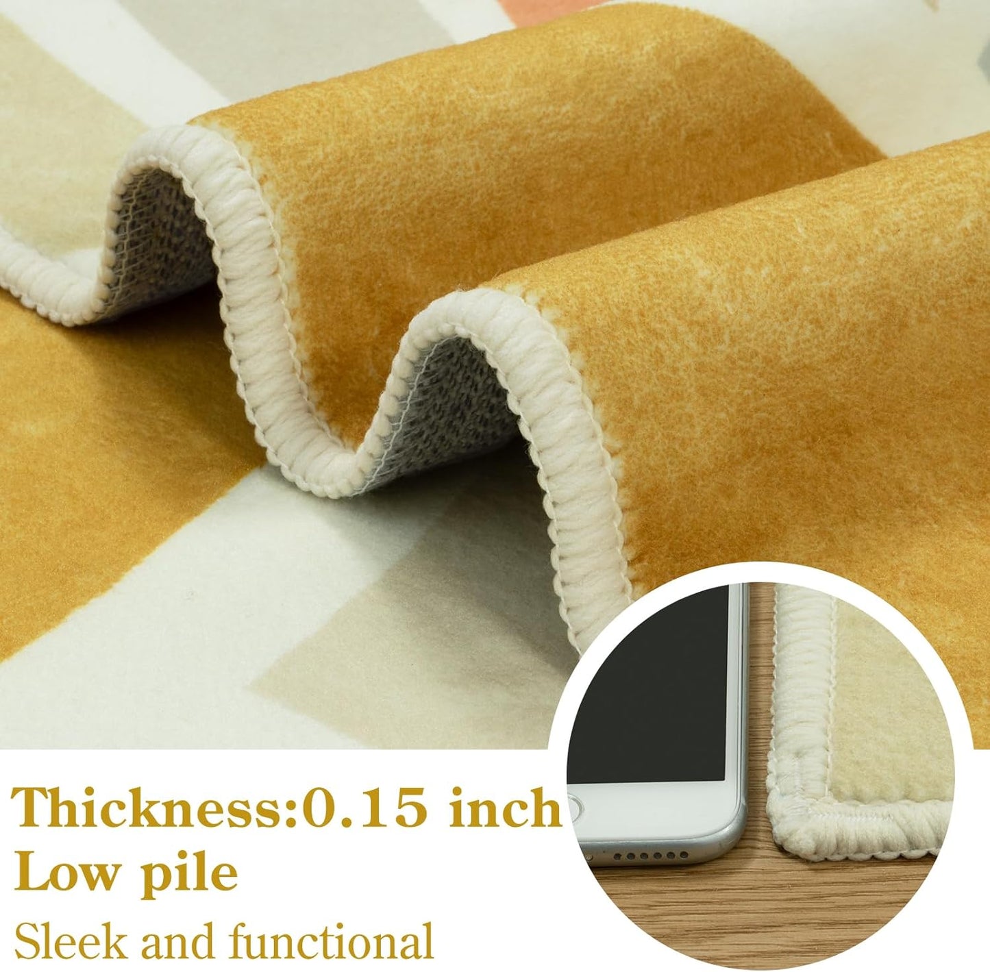 STARUIA Boho Machine Washable 6x9 Area Rugs for Living Room, Soft Non-Slip Large Sun Rainbow Nursery Kids Rug for Bedroom, Colorful Throw Rug Carpet for Classroom Office Dining Room(Monet,6'x9')