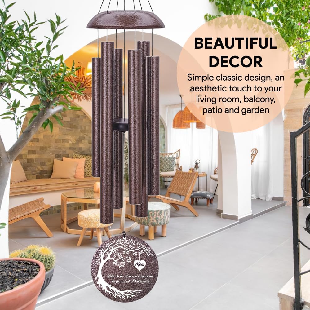 Personalized Memorial Wind Chime, Metal Wind Chime Deep Tone, Wind Chimes for Loss of Loved One, Sympathy Gift Loss of Mom Dad or Loved One, Decorative Wind Chimes Outdoor