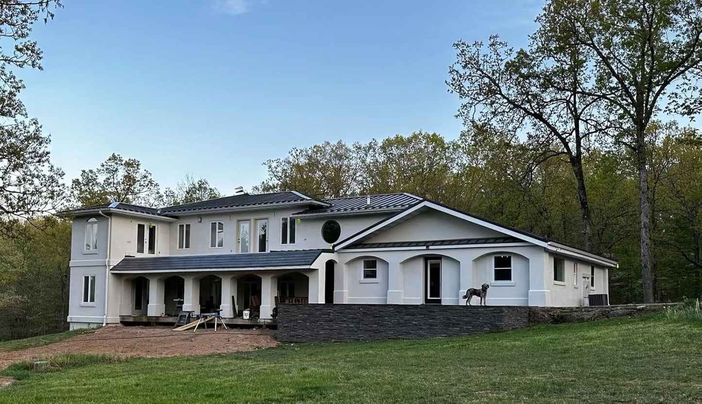 OTECKO 6-Pack Faux Stone Wall Panel 48 in x 13 in x 2 in Stacked Stone High Density Polyurethane Wall Siding Panels 24 sq ft, Easy Install, Interior/Exterior Volcano Ash (Dark Gray)