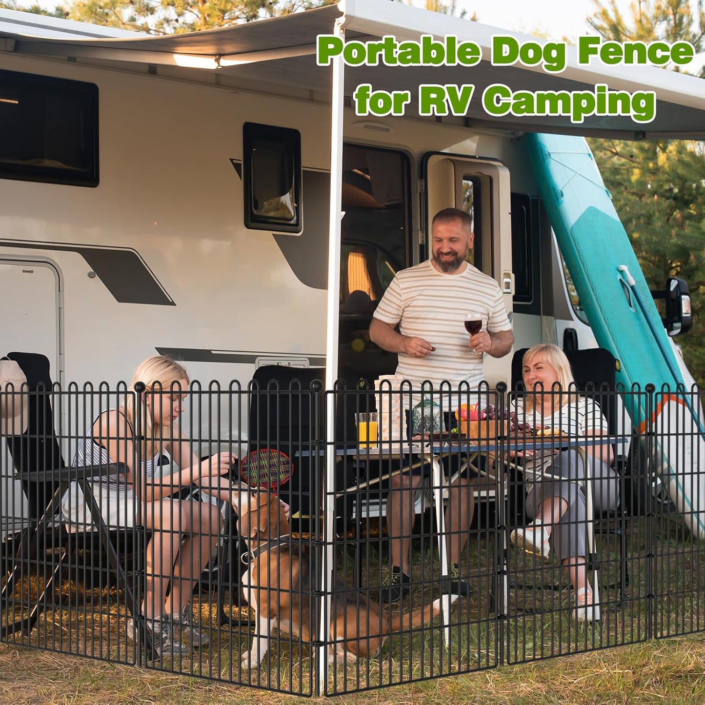 10 Panels No Dig Decorative Garden Fence for Yard, 24 in(H) X 20 ft(L) Animal Barrier Fencing for Outdoor Dog, Metal Portable Garden Fences for Borders, Pets, Landscape, Temporary Fence