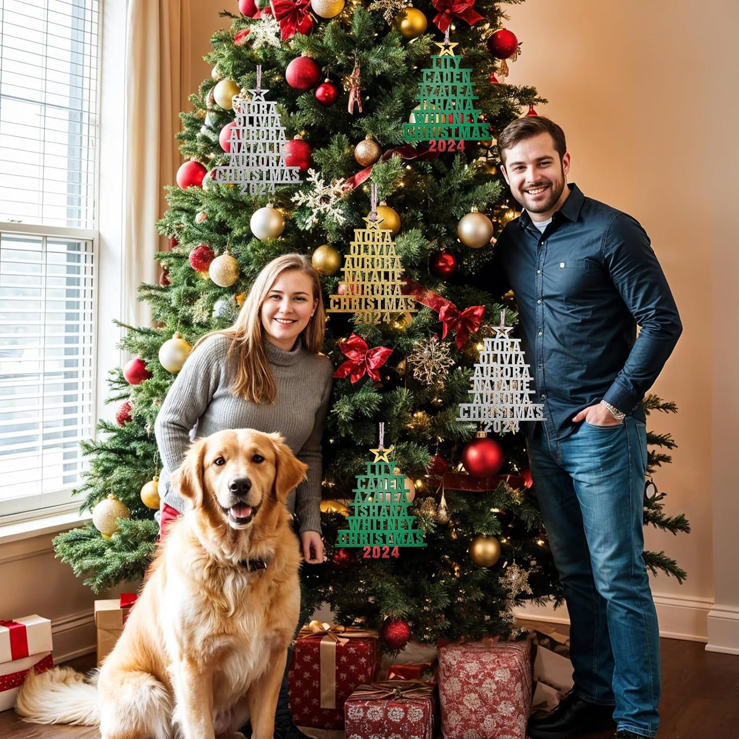 Personalized Christmas Ornaments 2025 with Family Names 1-6 Names Custom Ornaments for Christmas Tree Personalized Christmas Ornament Gifts