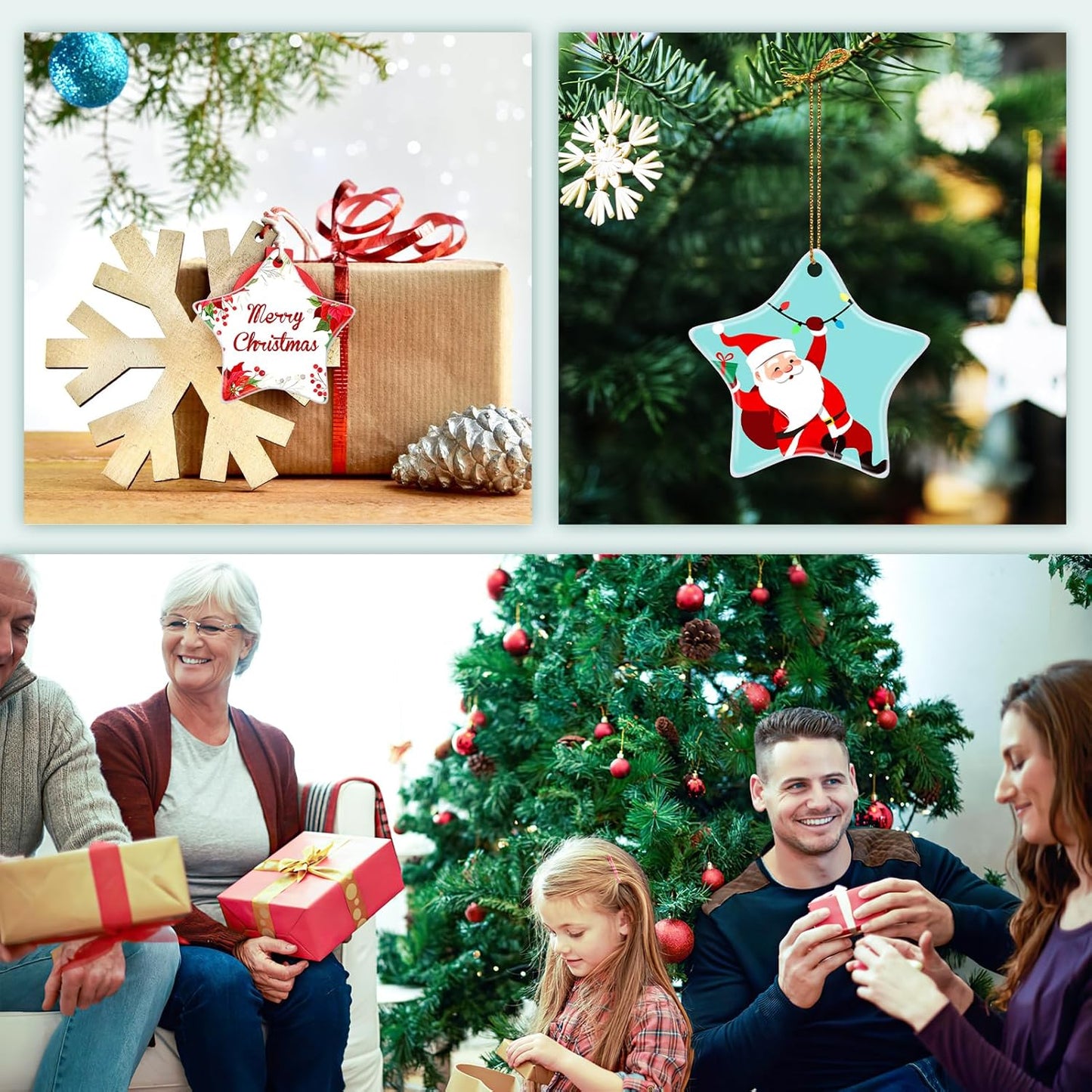 Personalized Christmas Ornaments 2025 Ceramic Custom Picture Text Hanging Ornament Customized Christmas Tree Decorations Keepsake Gift for Family Couples Xmas Tree Home Decor