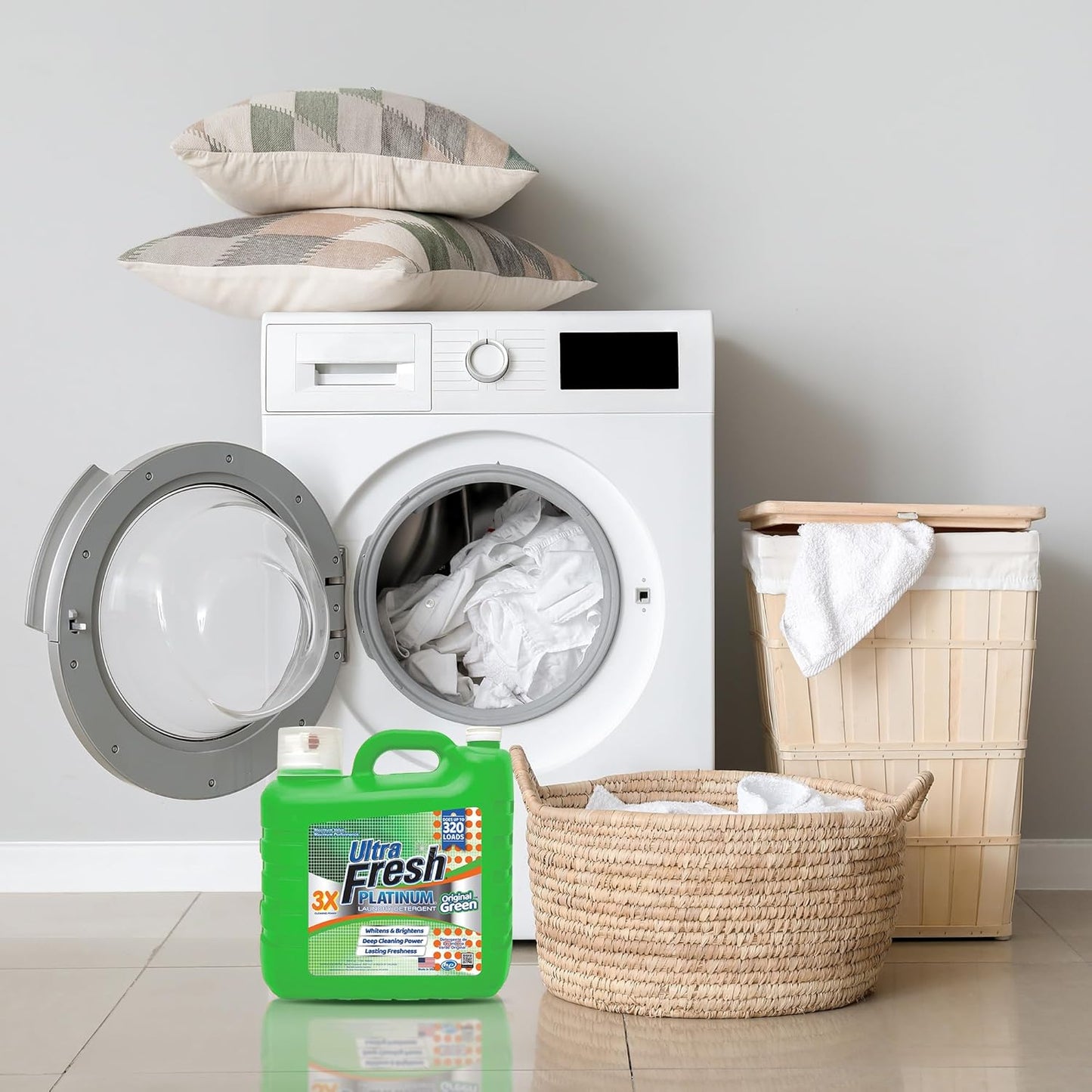 Ultra Fresh 2 Pack 3X Platinum Liquid Laundry Detergent up to 320 Loads, Original Green - Deep Cleaning Power and Fresh Scent for Washing Clothes