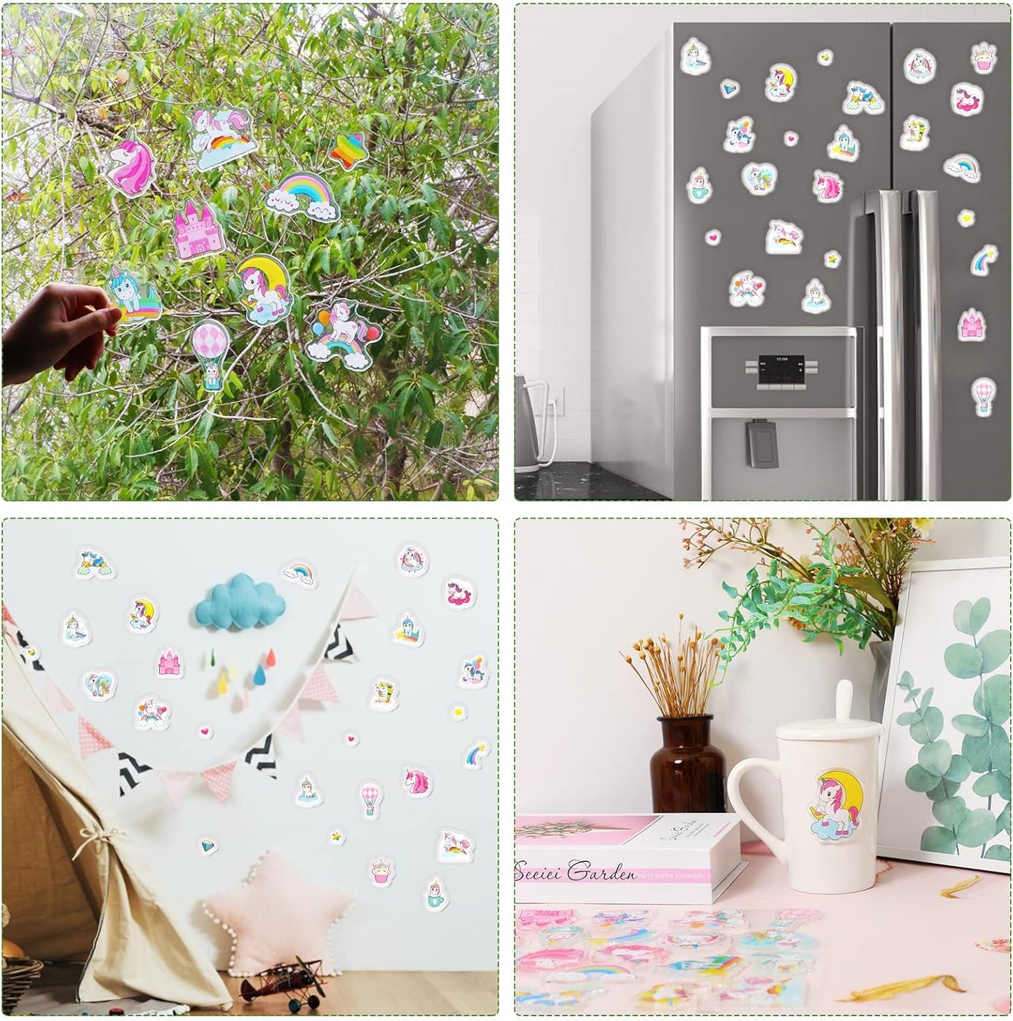 20 PCS Unicorn Thick Gel Clings Unicorn Rainbow Window Gel Clings Decals Stickers for Kids Toddlers and Adults Home Airplane Classroom Nursery Party Supplies Decorations Removable and Reusable