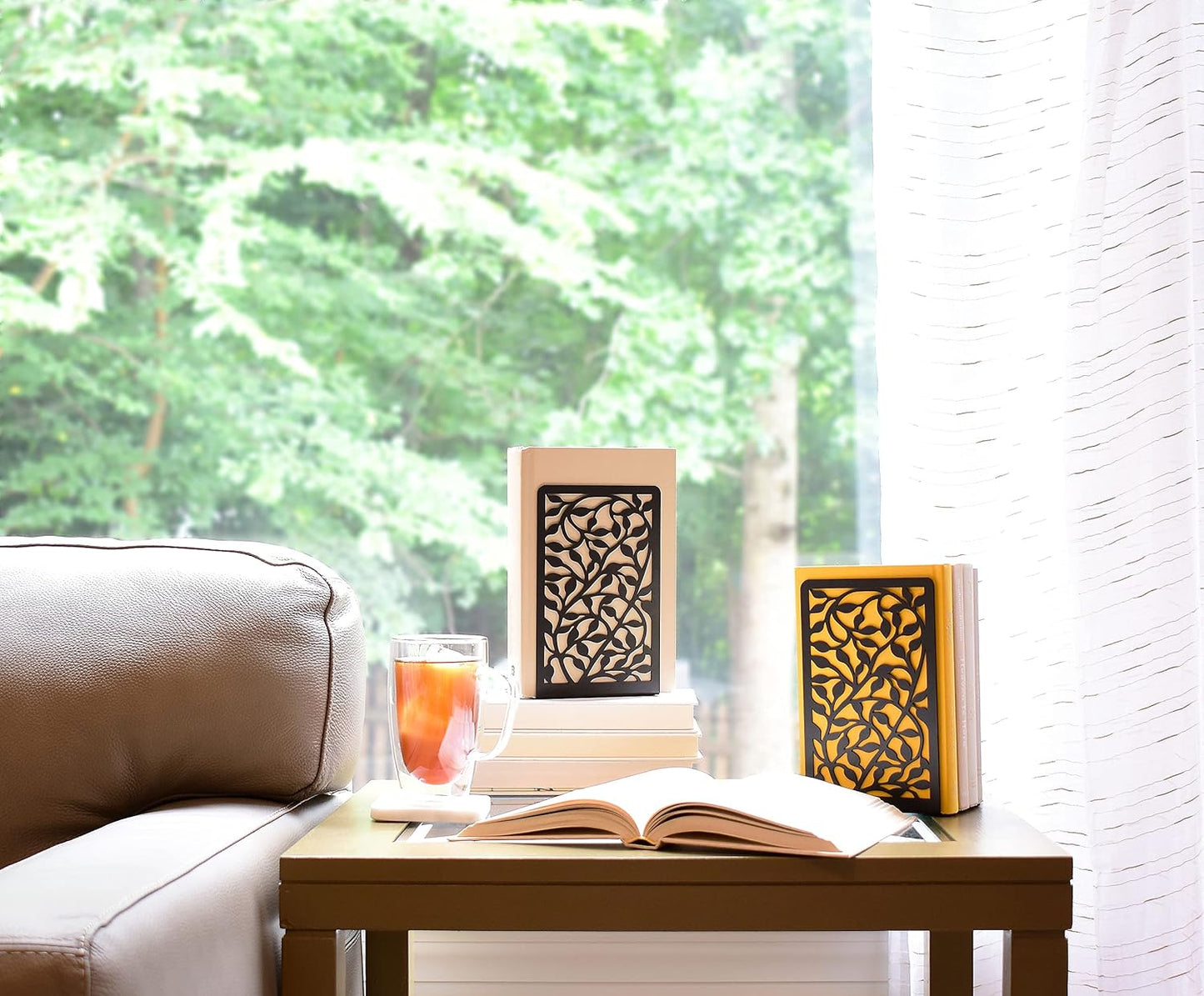 CNK Book Ends Bookends for Decorative Books Holder Bookend Shelves End Hold Heavy Duty Holders Stoppers Metal Stopper Cute Boho Bookshelf Holds Cookbook Office Home Set of 4 Bookends Pair Black