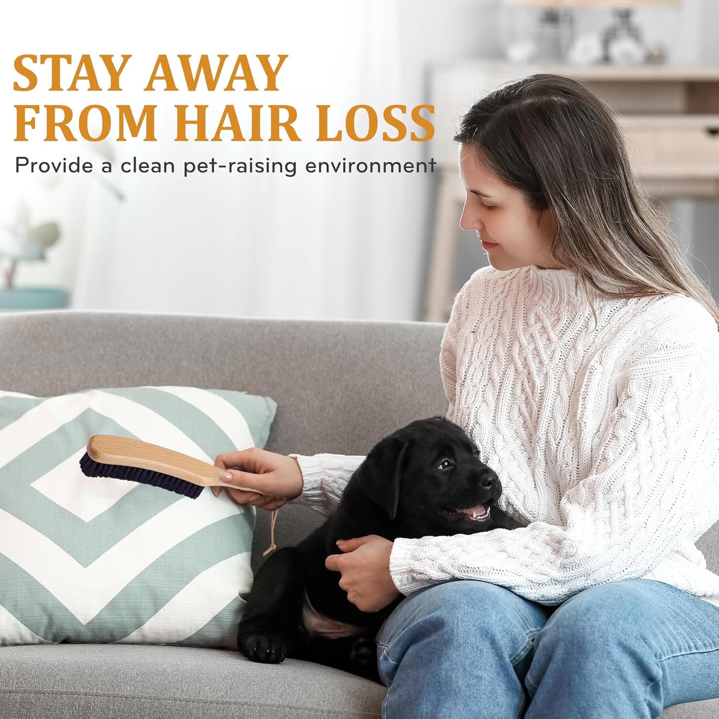 TAKAVU Clothes Brush Hat Brush, Black Boar Bristle Lint Brush with Large Beech Wood Handle - Perfect for Pet Hair, Suits, Velvet, Cashmere, Wool, Suede, Shoe - Effective Lint Remover