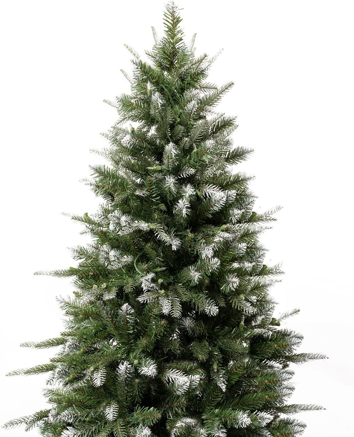 Naomi Home 7.5ft White Tip Christmas Tree with Lights, Realistic Light Snow Flocked Fir Prelit with 1746 Branch Tips, 550 Warm Lights and Metal Stand, Aritificial Tree
