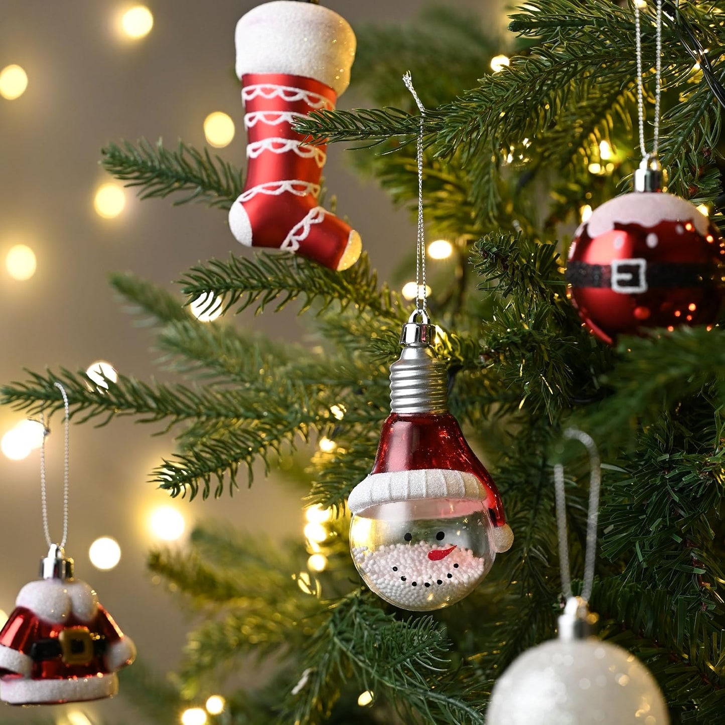 Valery Madelyn Christmas Ornaments Set, 70ct Red and White Shatterproof Christmas Tree Decorations Ball Ornaments Bulk, Traditional Decorative Hanging Ornaments for Xmas Trees Holiday Party Decor