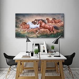 Yxbhhym-Large Size Running Horse Wall Art Pictures Animal Canvas Print Art Horse Paintings Poster Artwork for Wall Décor Office Accessories Modern Living Room Bedroom Wall Decor Frame Decoration