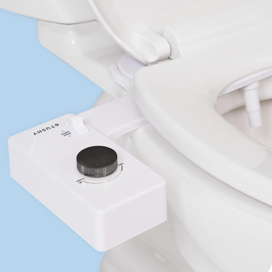 TUSHY Classic 3.0 Bidet Toilet Seat Attachment - A Non-Electric Self Cleaning Water Sprayer with Adjustable Water Pressure Nozzle, Angle Control & Easy Home Installation (White/Gunmetal)
