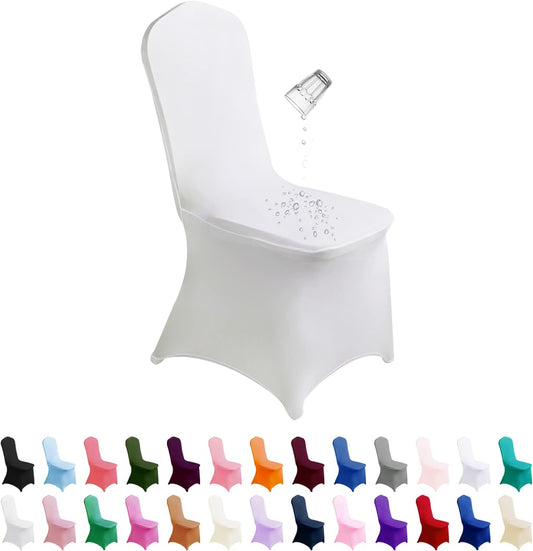 Waterproof Spandex Chair Cover 12PCS, Stretch Dining Chair Covers, Polyester Outdoor Chair Covers, Protector Stretch Chair Cover for Party Universal, Banquet, Wedding Event, Hotel(White)