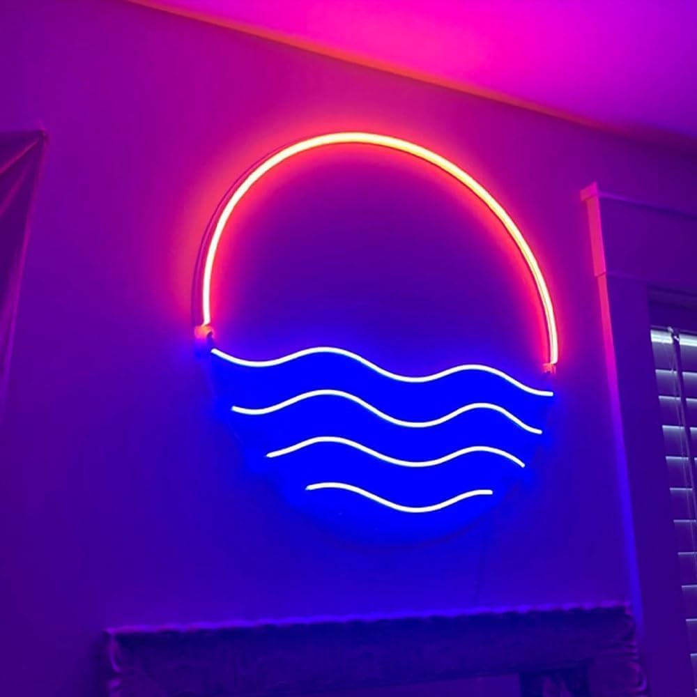 LED Decorative Lights USB Mountains Sunrise Sunset Led Neon Signs Home Decoration Wall Art Holiday Gift Brightness Adjustable 15''x15''