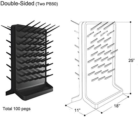 Pegboard Bench-top/Wall-Mount Laboratory Glassware Drying Rack with 50 Pegs, Black