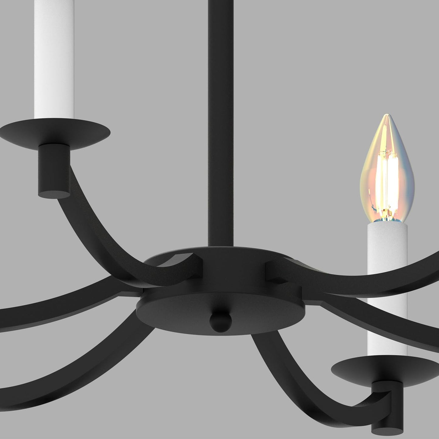 Modern Black Chandelier, Round LED Ceiling Hanging Lamp, Farmhouse Candle Pendant Light Fixtures for Bedroom Living Room Dining Room Kitchen Island (Black-A 6Lights)