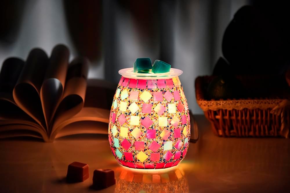 Dicimi Mosaic Glass Wax melt Warmer, Candle Wax Warmer, Electric Oil Burner,Wax Warmer for Scented Wax, for Essential Oil Burner & Wax Melts Burner MSK00012