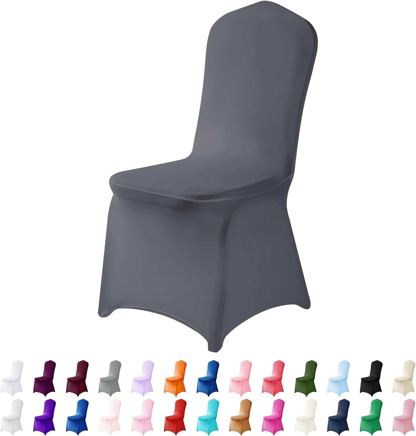 Spandex Chair Cover, 12PCS Removable and Washable Protector for Living Room, Party, Banquet, Wedding Event, Hotel (Gray)