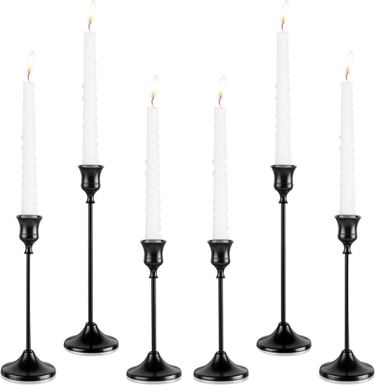 Candlestick Holders, 6PCS Metal Taper Candle Holder, Black Candle Holders for Candlesticks, Candle Holder for Halloween Decorations