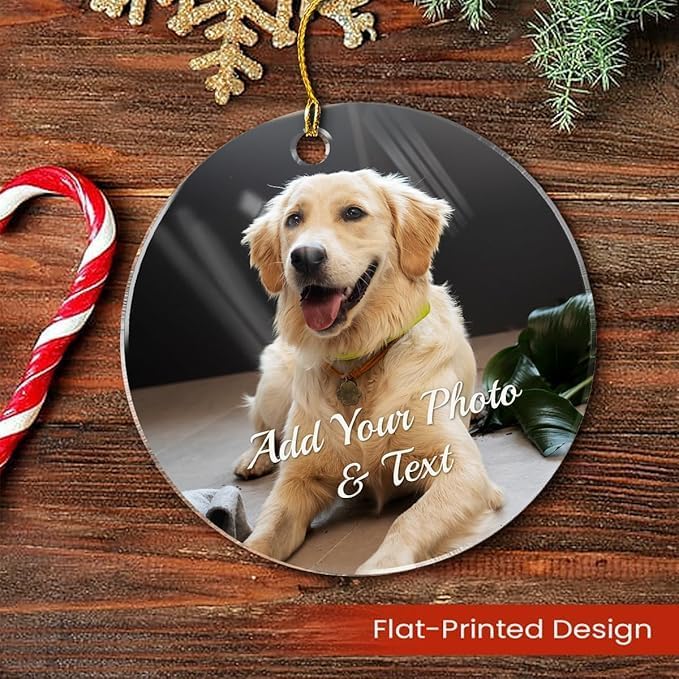 Personalized Dog Photo Christmas Ornaments, Custom Dog Acrylic Ornament with Pictures, Gifts for Christmas Dog Lovers, Dog Mom Dad