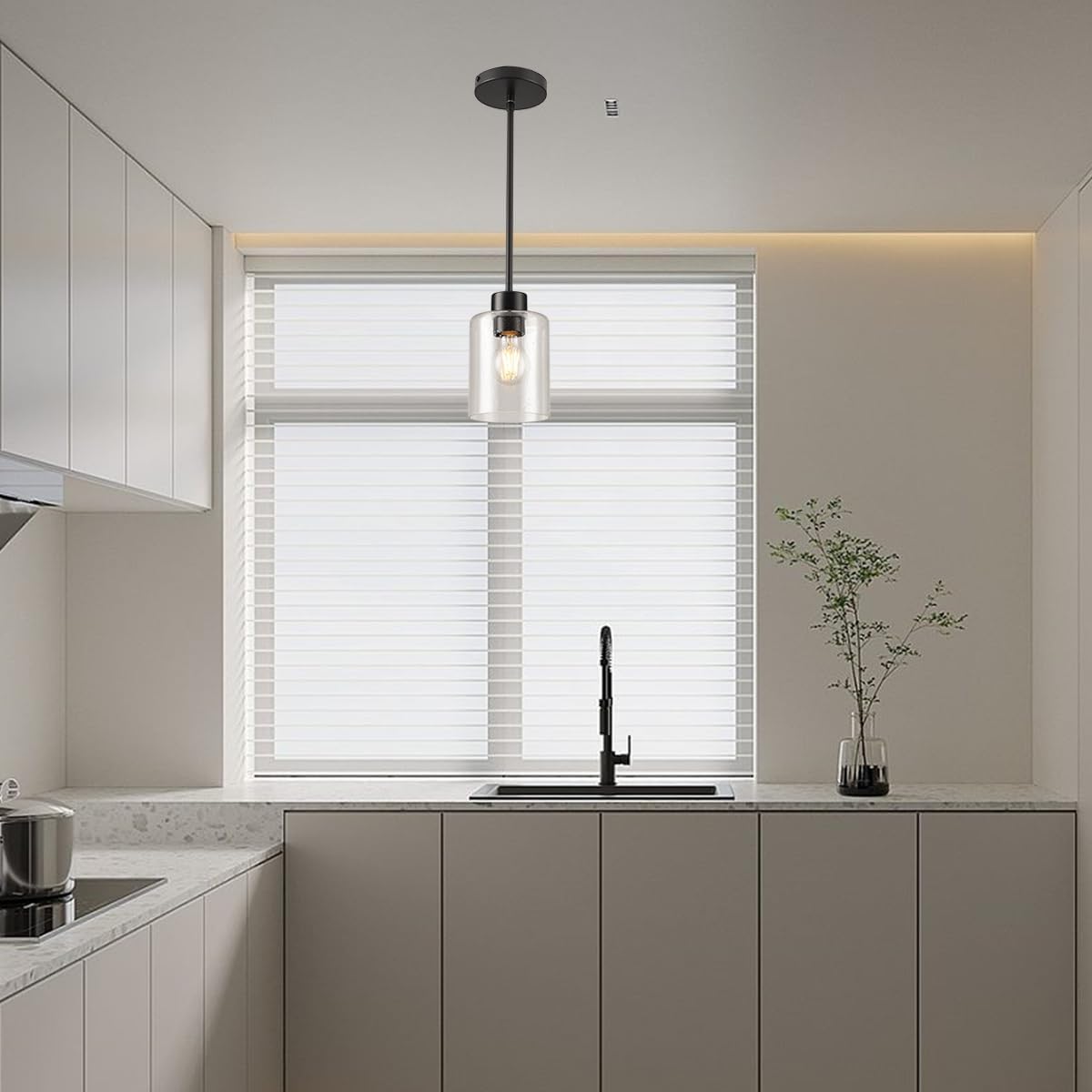 Black Pendant Lights Kitchen Island - Seeded Glass Pendant Light Fixture Multiple Stems Rods 3 Units 12 Inch 3 Units 4 Inch (2 Pack Black Seeded Downrod)