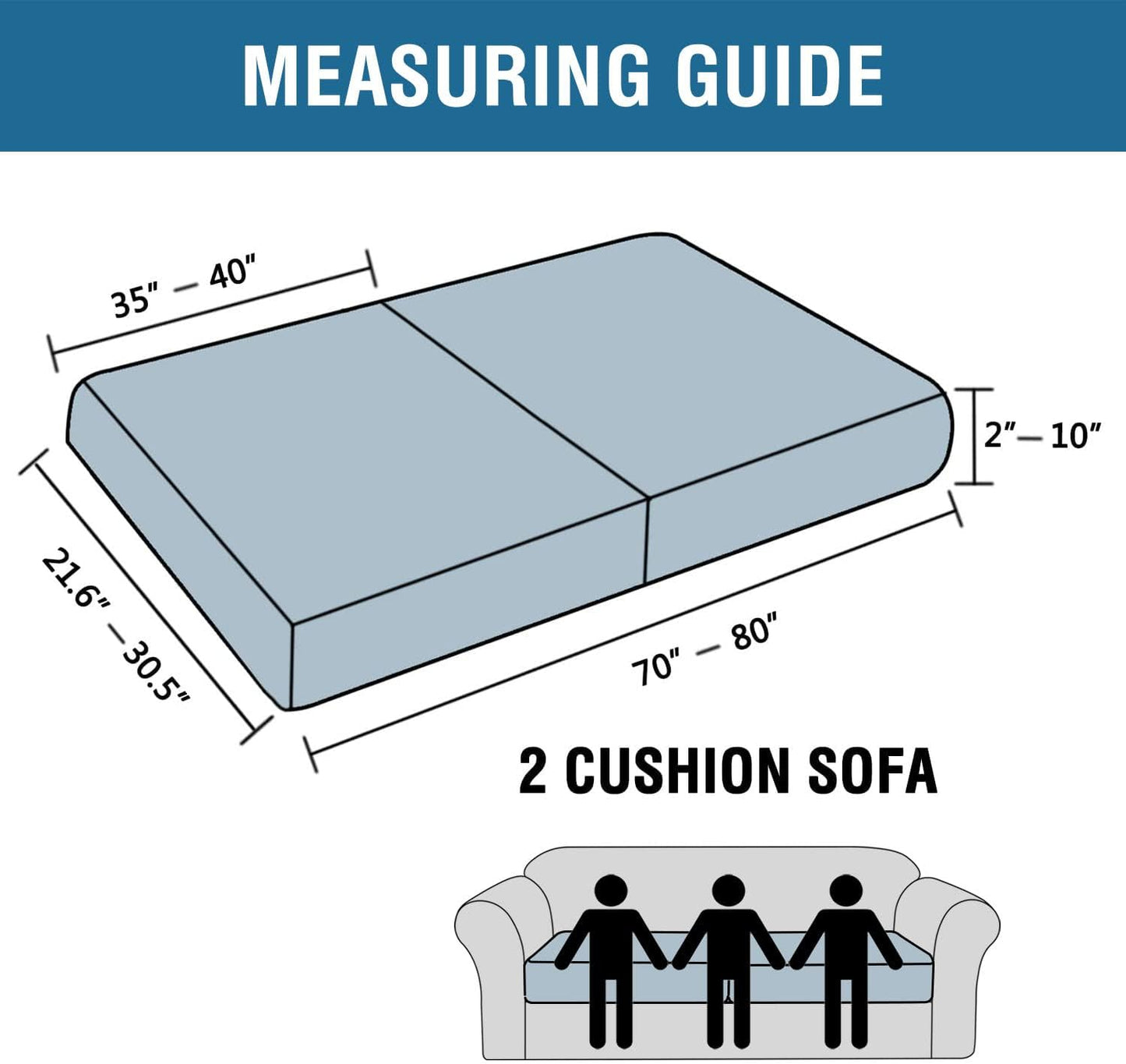 H.VERSAILTEX Super Stretch Individual Seat Sofa Covers Couch Slipcover Sets Thick Jacquard Textured Twill Fabric (2 Piece Large Sofa Cushion Covers, Taupe)