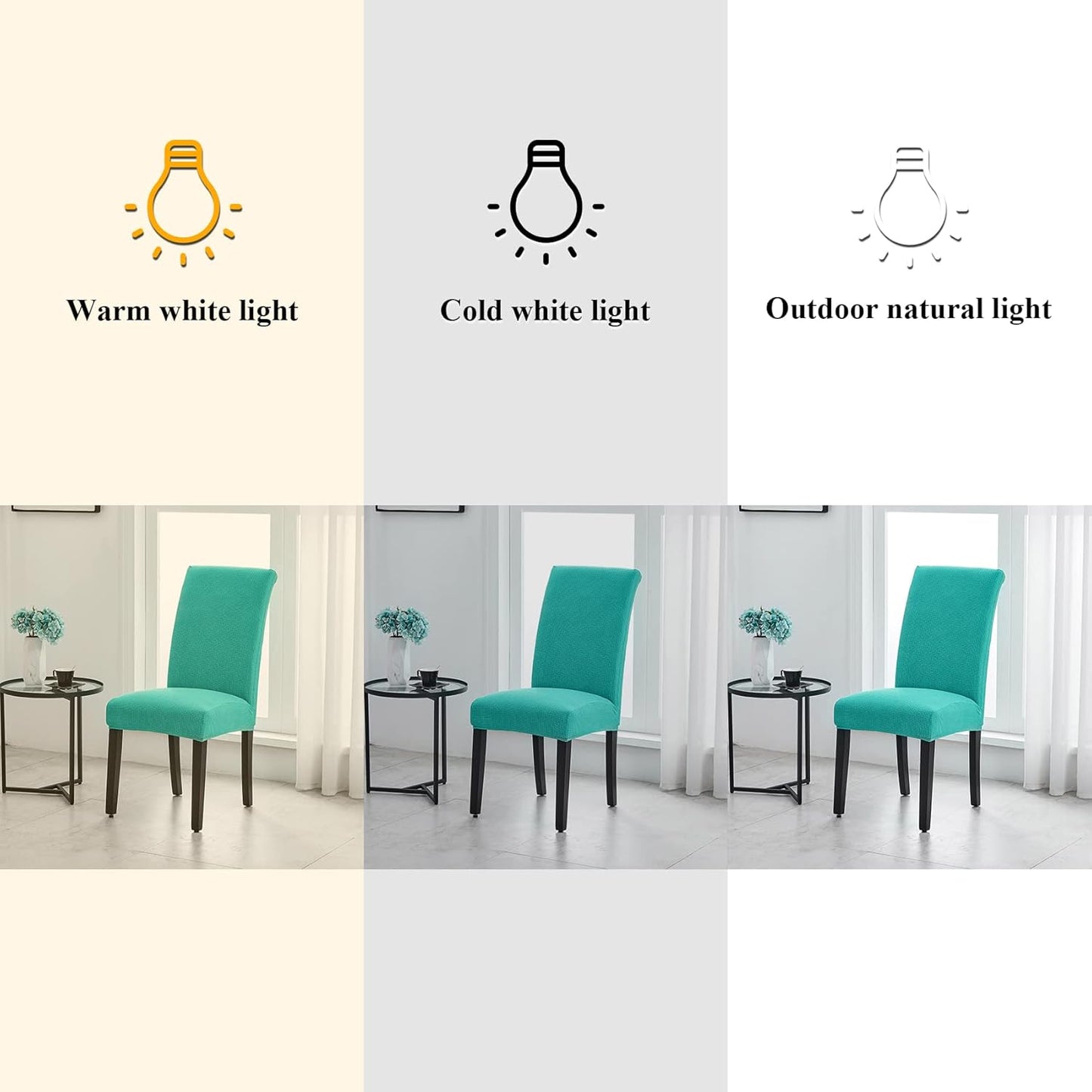 Joccun Chair Covers for Dining Room Set of 4, Dining Chair Slipcovers Stretch Dining Room Chair Covers Seat Protector,Washable Parsons Chair Cover for Home,Banquet(Turquoise,4 Pack)