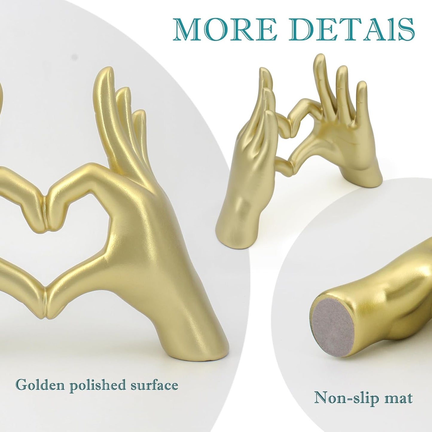 Accessoryway Gold Heart Hands Decor Sculpture,Small Love Heart Gesture Decorative Sign Sculpture for Wedding Dresser Shelves Desktop Knick Knacks Home Decor & Ring-Holder Display Stand