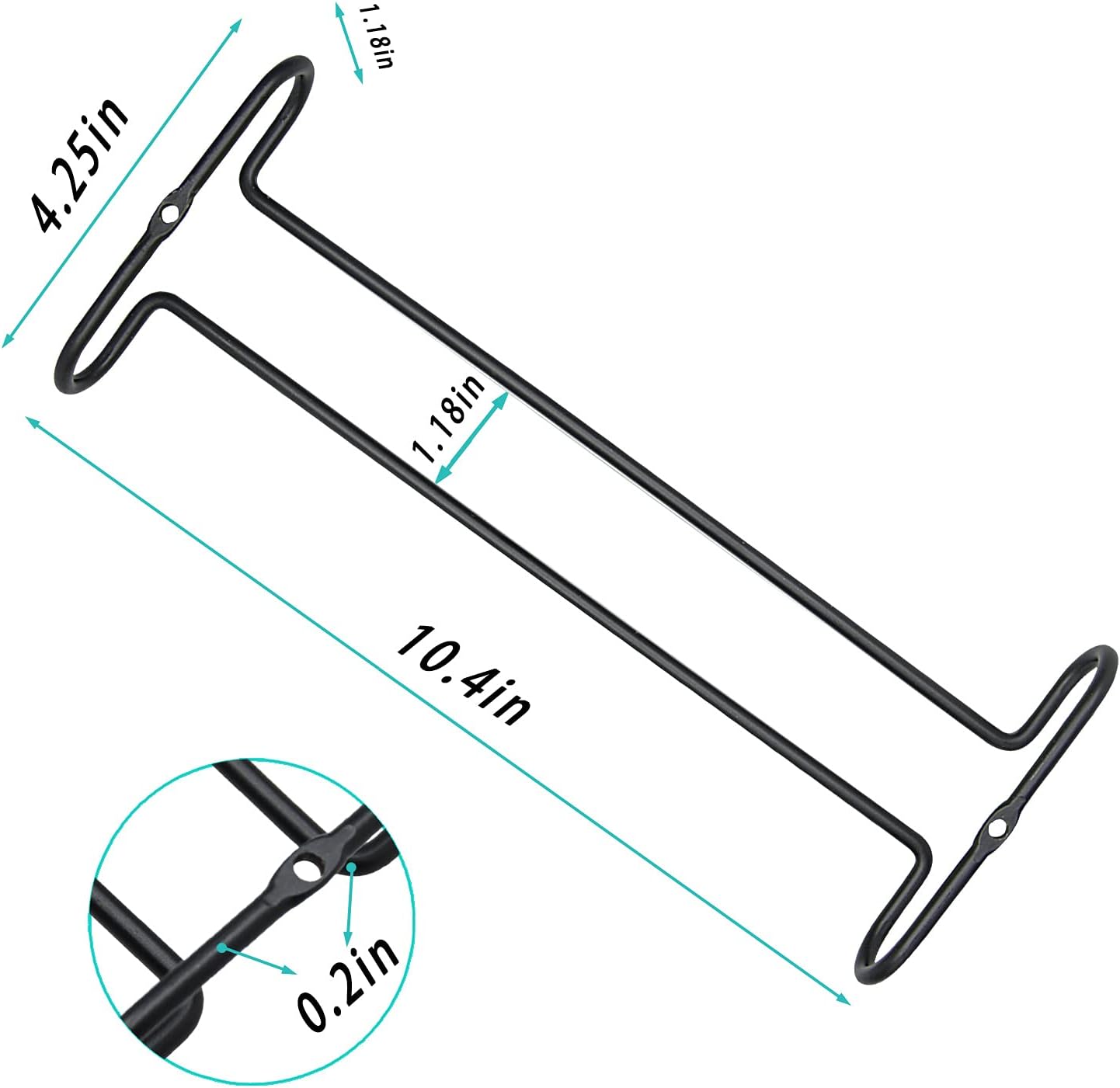 10 Inch Wine Glass Rack Under Cabinet Shelf Stemware Storage Hanging Hanger Organizer Glasses Holder with Drying Under Counter Metal for Kitchen and Bar Set of 4 Black