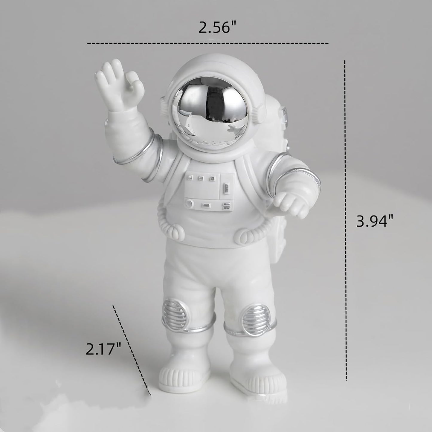 3 Pcs Silver White Astronaut Statues Set, Spaceman Sculpture Figurines Home Ornament Cake Toppers Gift