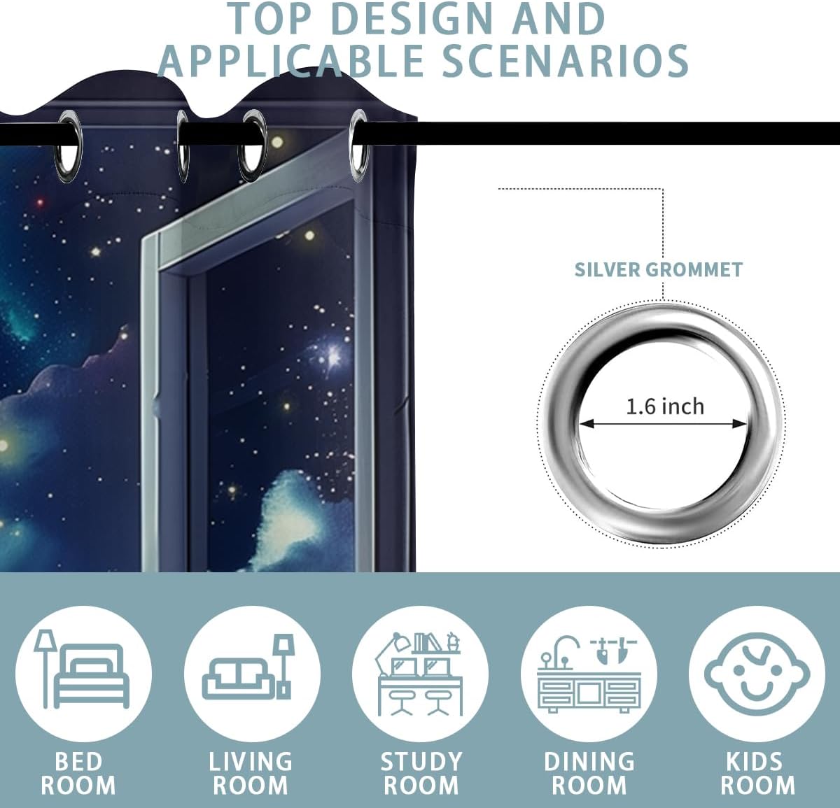 Space Galaxy Blackout Curtains for Girls Boys Kids Home Decor, Universe Nebula Galaxies Solar Planet Grommet Thermal Insulated Drapes Darkening Window Curtain for Bedroom Living Room, 42 x 63 Inch