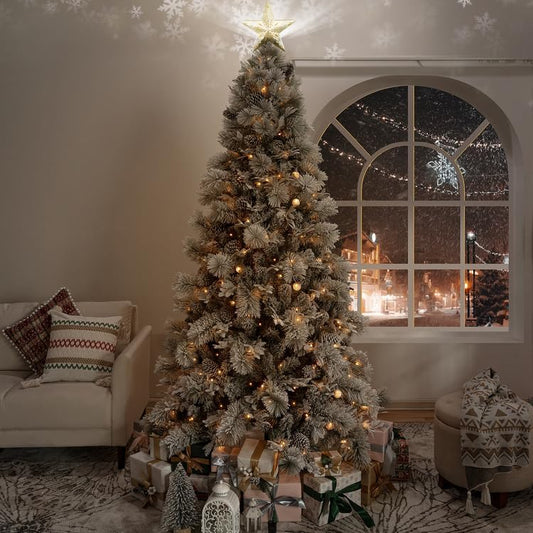 Naomi Home Darla Snowy Christmas Tree 6.5ft/Snow Flocked