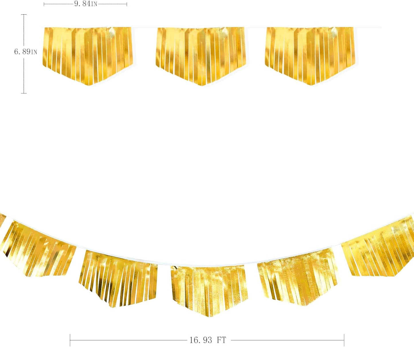 Gold Tassel Banner Double Sided Metallic Fabric Pennant Bunting Flag Garland for Graduation Birthday Anniversary Bachelorette Engagement Wedding Bridal Shower Baptism Hen Party Decorations Supplies