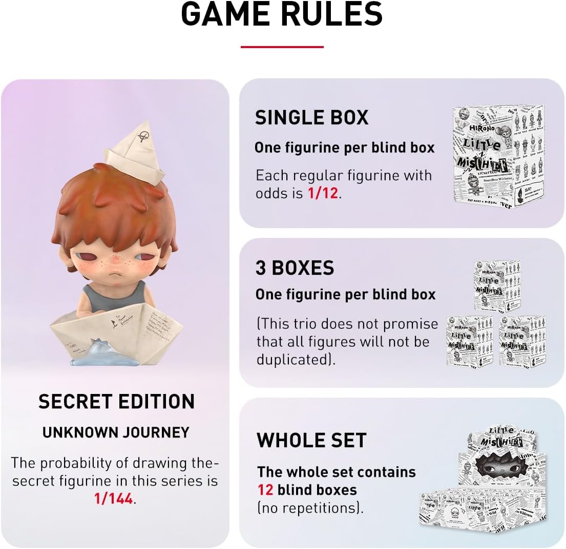 POP MART HIRONO Little Mischief Series, Hirono Blind Box Figures, Random Design Action Figures Collectible Toys Home Decorations, Holiday Birthday Gifts for Girls and Boys, Single Box