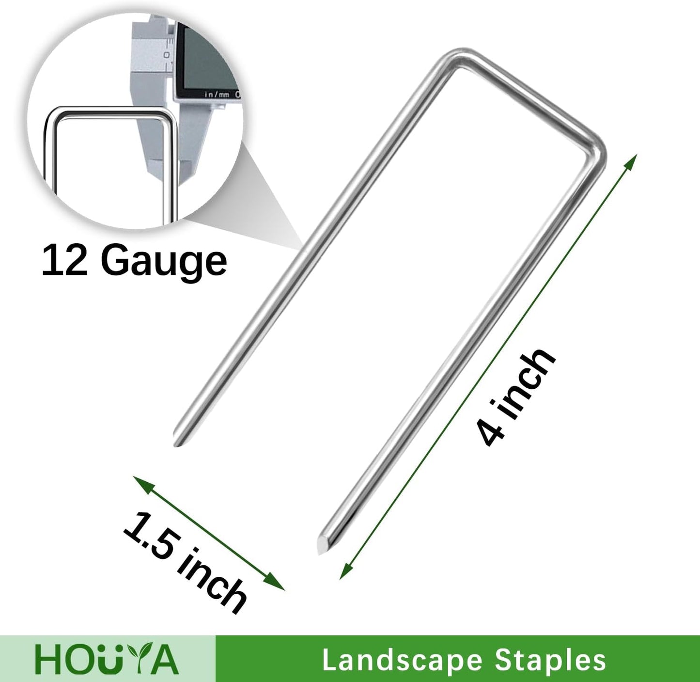 100 Pack Landscape Staples 4 Inch 12 Gauge Garden Stakes Galvanized Garden Staples Pins Anti-Rust Ground Stakes for Weed Barrier, Irrigation Tubing, Yard Lawn, Landscape Fabric