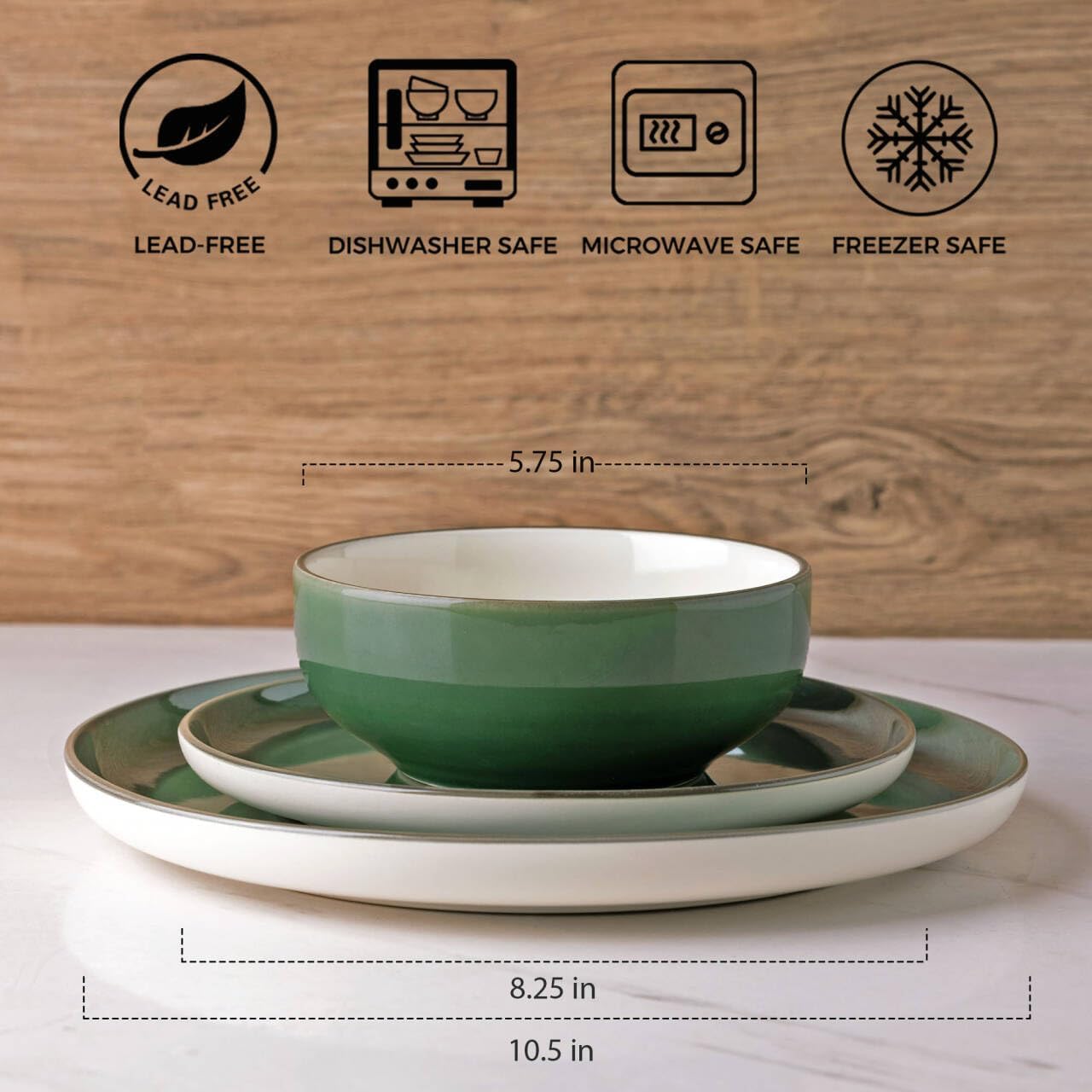 GBHOME Ceramic Dinnerware Sets with Pasta Bowl, 16 pcs Stoneware Dinnerware Set, Plates and Bowls Sets, Dishwasher & Microwave Safe, Dishes Set | Service for 4