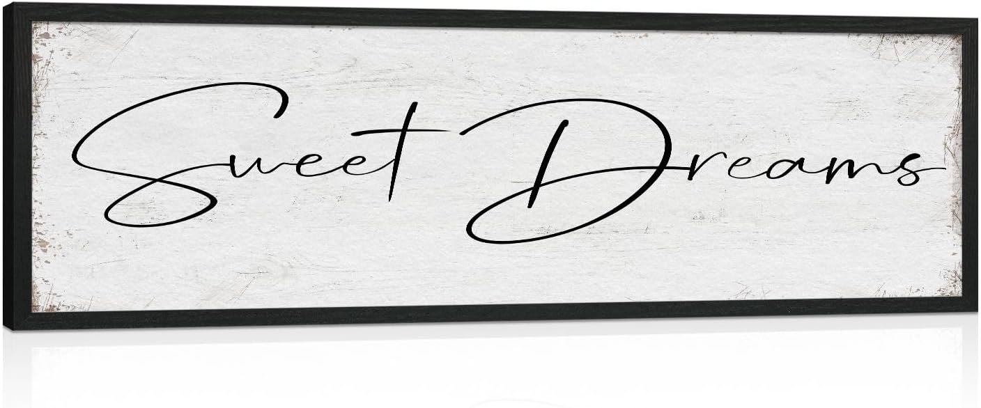 Sweet Dreams Sign Bedroom Decor: Sweet Dreams Wall Decor Above Bed Large Farmhouse Guest Room Hanging Plaque Framed Wall Art for Over Bed 12" x 40"
