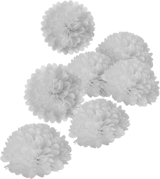 MISU 10" White Tissue Pom Poms DIY Tissue Paper Flowers for Birthday Wedding Baby Shower Tea Party Dessert Table Decoration, Pack of 18