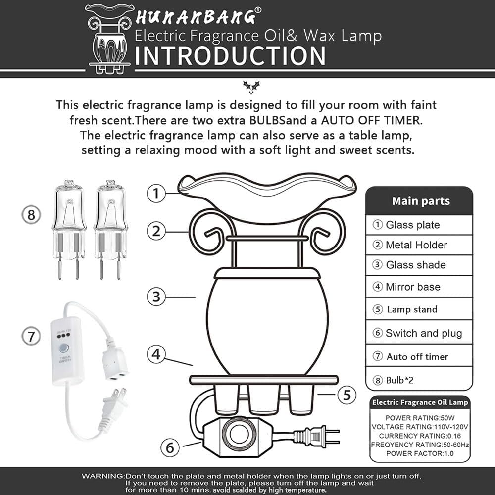 HUNANBANG Electric Scented Wax Warmer with Auto Off Timer - Candle Wax Melt Fragrance Burner (Candlelight-Purple)