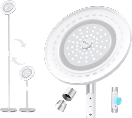 TROND Floor Lamp, LED Torchiere Uplight Lamp, 5 Brightness Aluminum Modern Standing Light, 5500K Natural Daylight, 5000 lm, 71in Tall, 30 Mins Timer, Detachable, for Office Living Room Bedroom, Silver