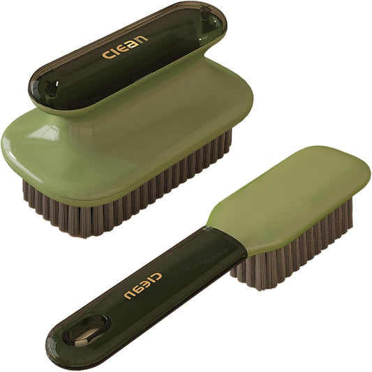 Laundry Stain Brush Household Scrub Brush Laundry Brush for Stain Removal,Soft Bristle Brush 2 Pack Stain Brush for Clothes Scrubbing Bathroom Cleaning Brush,Easy to Hold (Green)