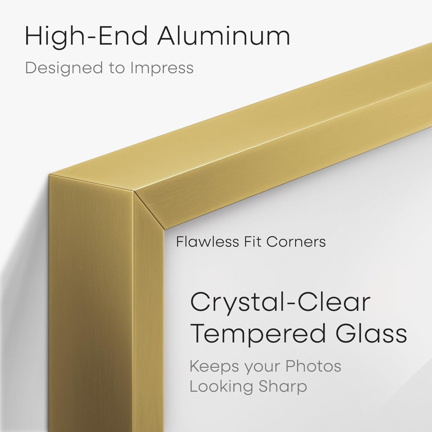 Homeforia 24x32 Poster Frame Gold, High End Metal 24 x 32 Large Picture Frames with Mat 20 by 28 for Photo, 24x32 Gold Frame Matted to 20x28 inch Print, 32x24 Frame, Tempered Glass, Wall Kit, Set of 1