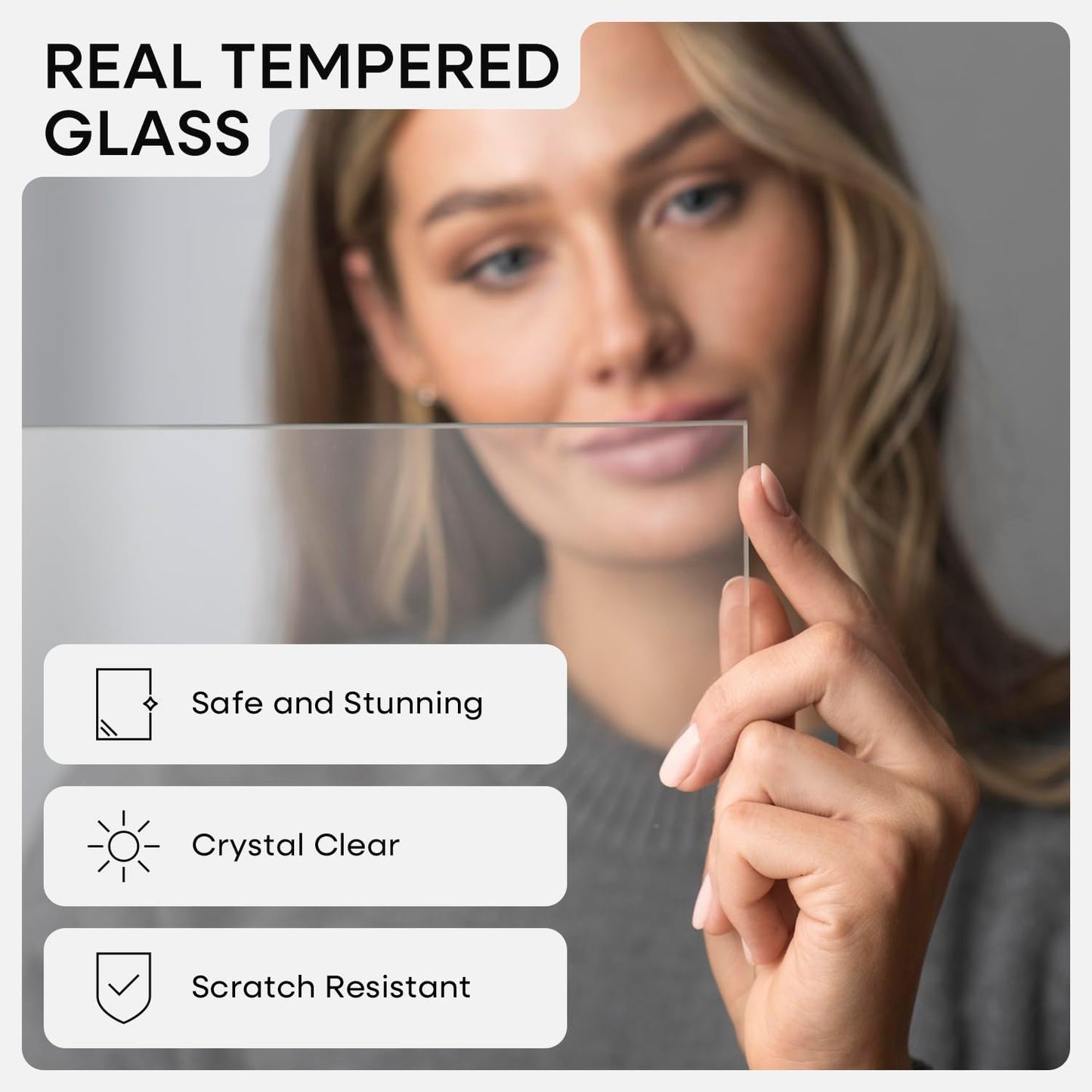 Homeforia 24x24 Black Wood Frame, High End Oak 24 x 24 Square Picture Frames with Mat 20 by 20 inches Photo, 24by24 Black Wooden Poster Frames Matted to 20x20 Print, Tempered Glass, Wall Kit, Set of 1