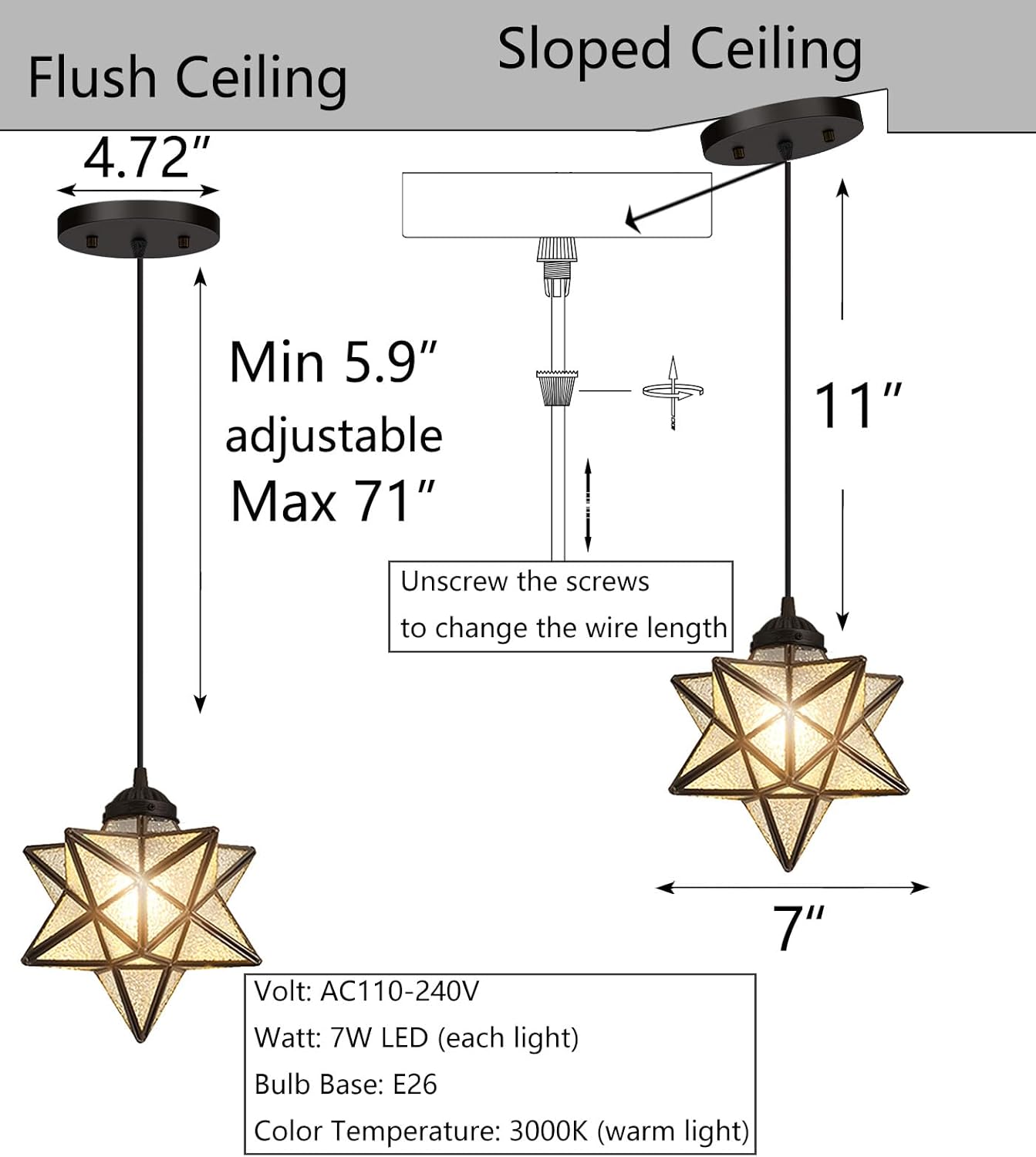 Modern Glass Pendant Lights Dining Room Chandeliers Lighting for Kitchen Island Light Fixture Hanging Light with Warm Light Bulb