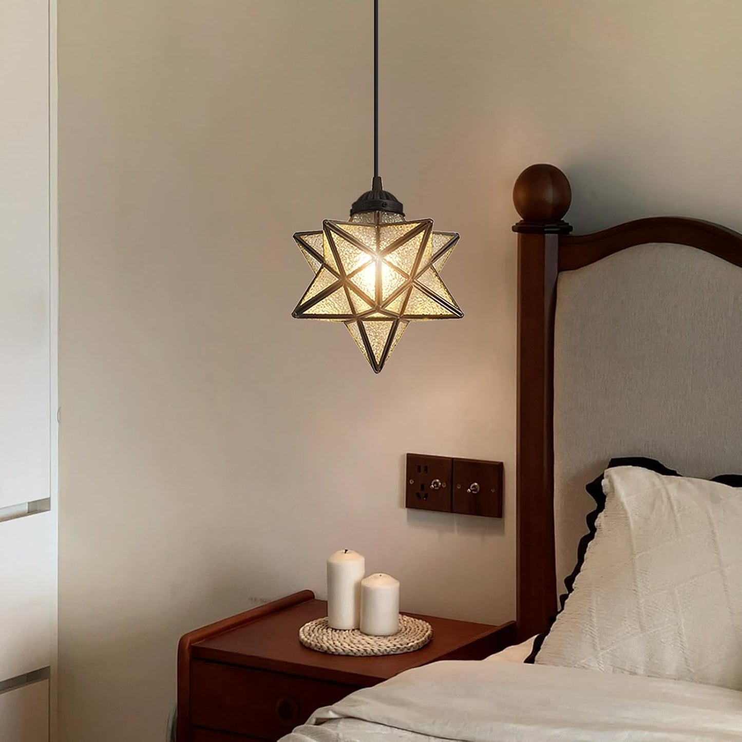 Modern Glass Pendant Lights Dining Room Chandeliers Lighting for Kitchen Island Light Fixture Hanging Light with Warm Light Bulb