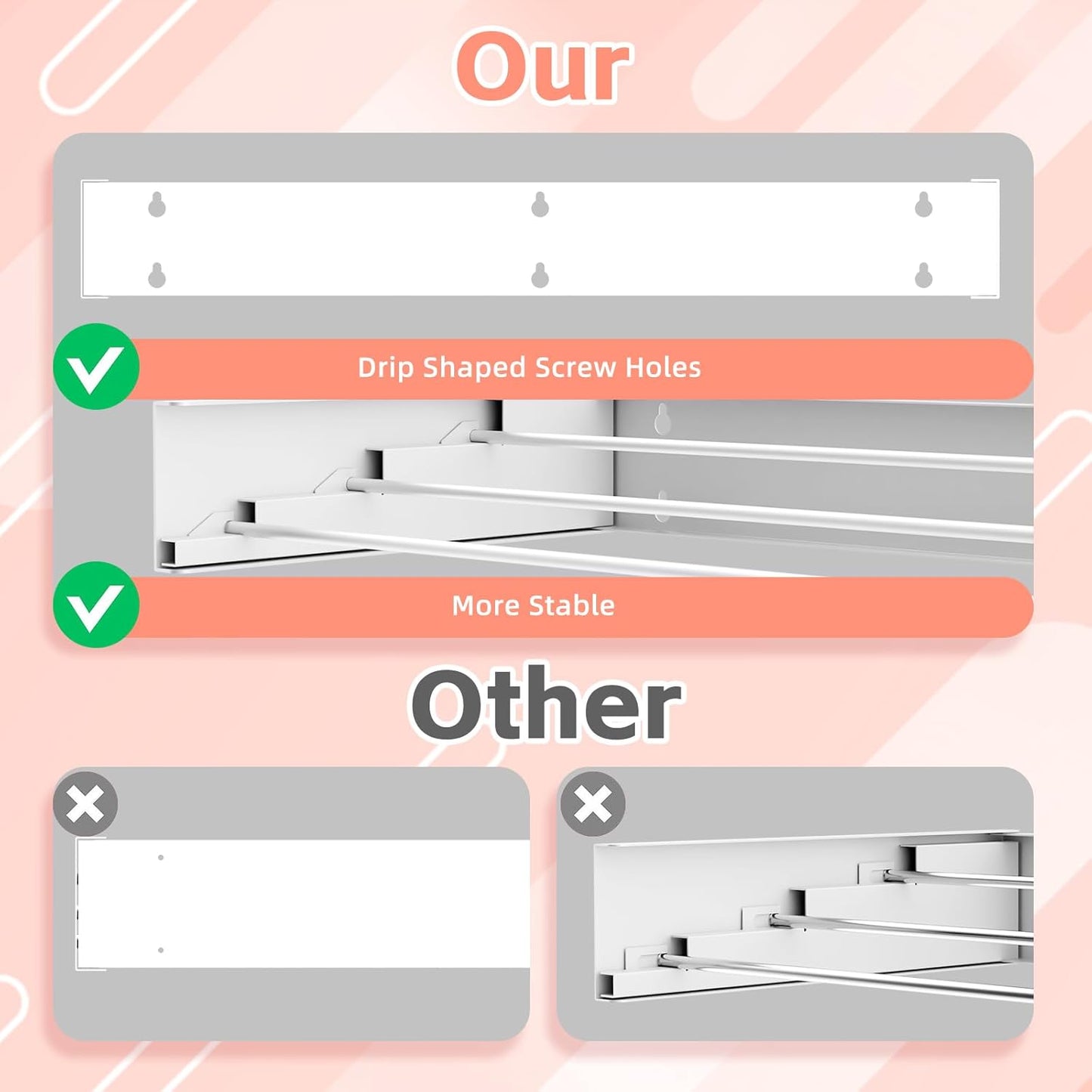 Wall Mounted Drying Rack for Laundry 19.8'', Folding Drying Rack Clothing Wall Mount with 3 Rods, Space Saving for Indoor Outdoor Bathroom Balcony (White, 19.8'')