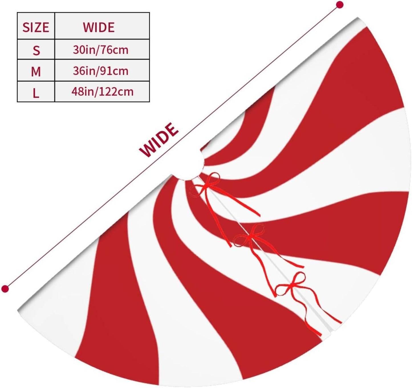 36" Large Christmas Tree Skirt, Red and White Peppermint Candy Round Pattern Tree Mat Base Cover for Xmas Festive Holiday Party Decoration Ornaments